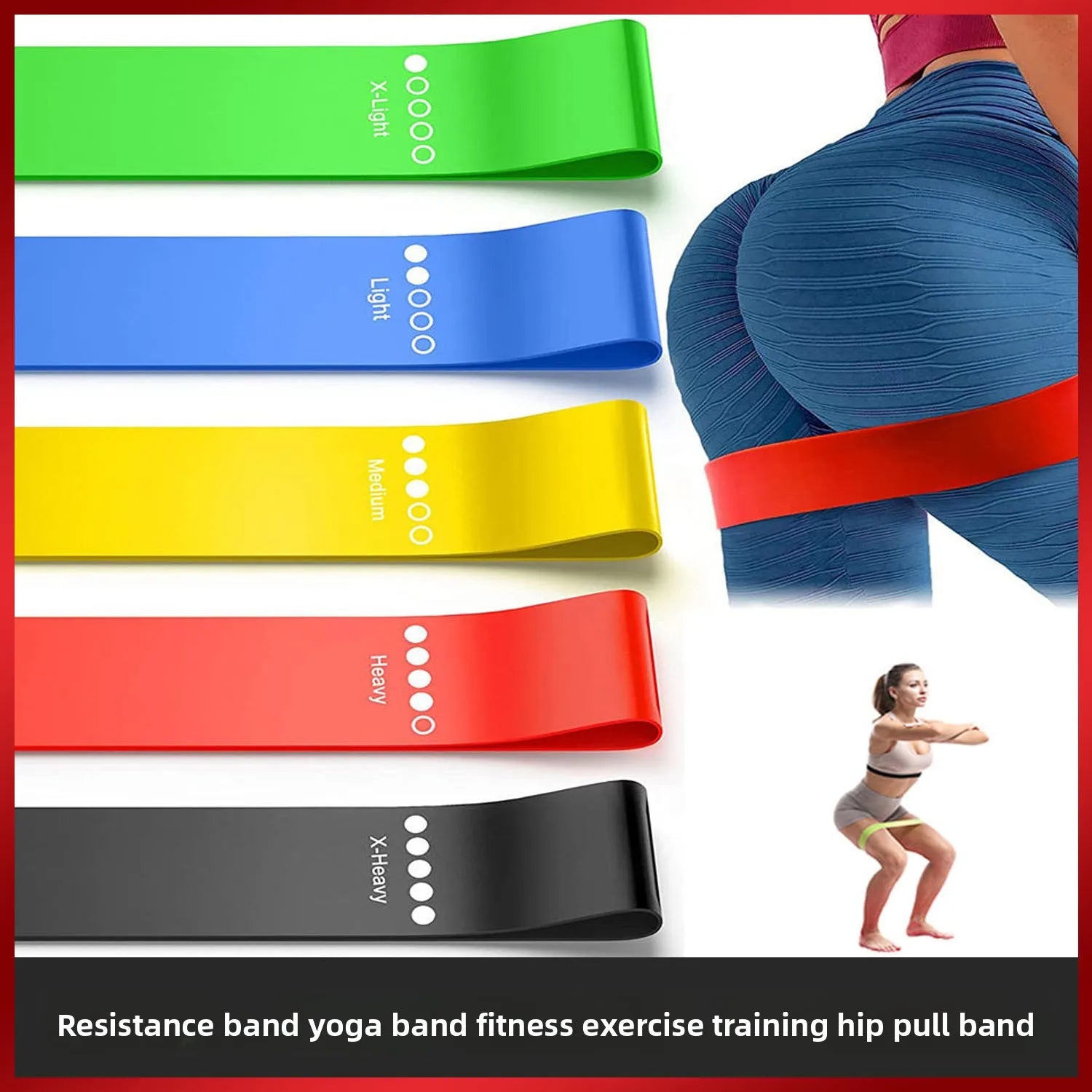 5 PCS Different Resistance Bands Yoga Band Fitness Exercise Training Hip Tension Band Leg Squat Dance Elastic Loop Stretch Band