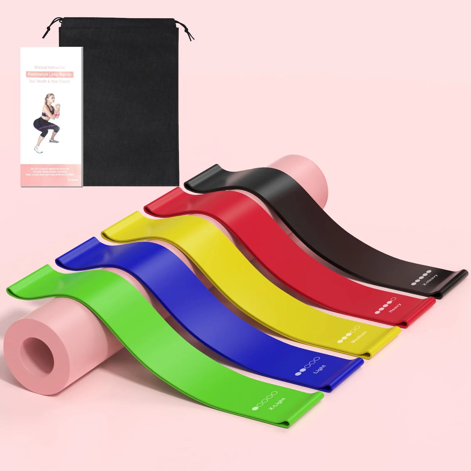 5 PCS Different Resistance Bands Yoga Band Fitness Exercise Training Hip Tension Band Leg Squat Dance Elastic Loop Stretch Band