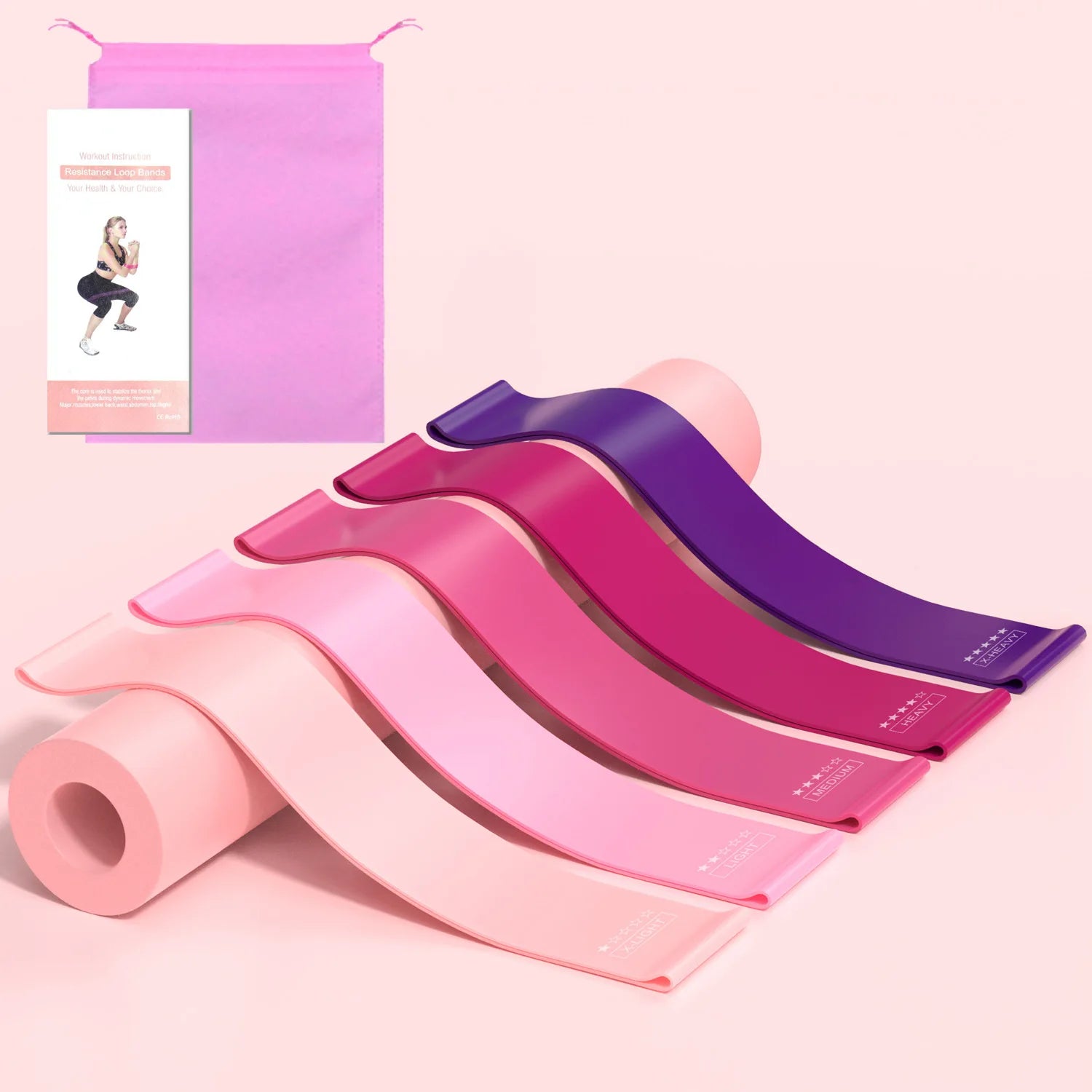 5 PCS Different Resistance Bands Yoga Band Fitness Exercise Training Hip Tension Band Leg Squat Dance Elastic Loop Stretch Band