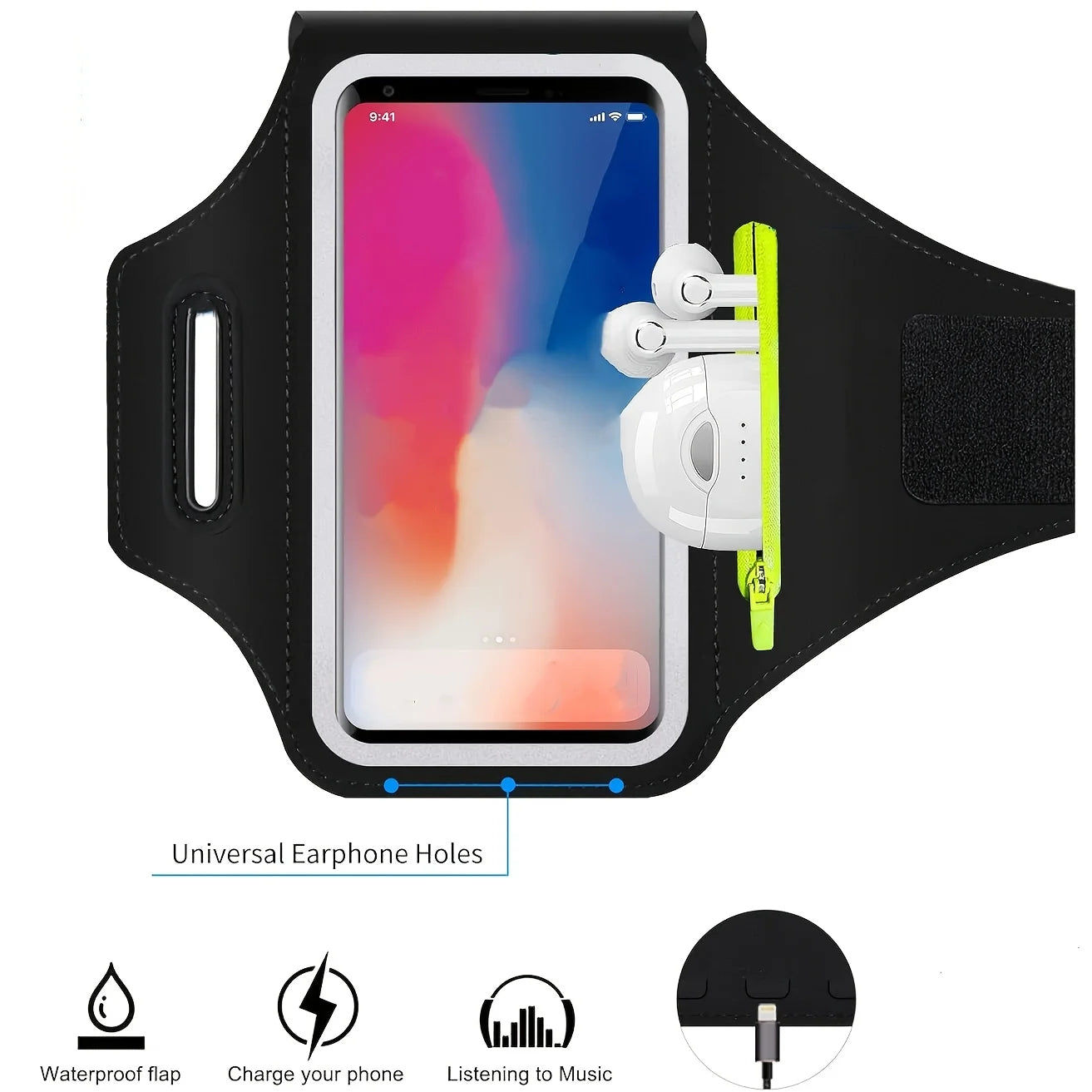 Waterproof Running Arm Bag Sport Armbands For Phone,Up to 6.7 inch Mobile Phone Ultra Light Arm Bag With AirPods Zipper Pocket